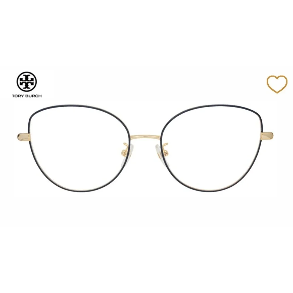 Tory Burch Navy Gold Cateye Full Rim Metal Glasses Eyeglasses‎ Frame Women